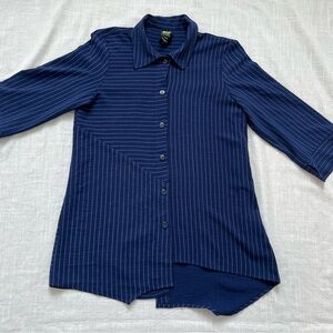 Pure Essence Navy Striped Women's Blouse
